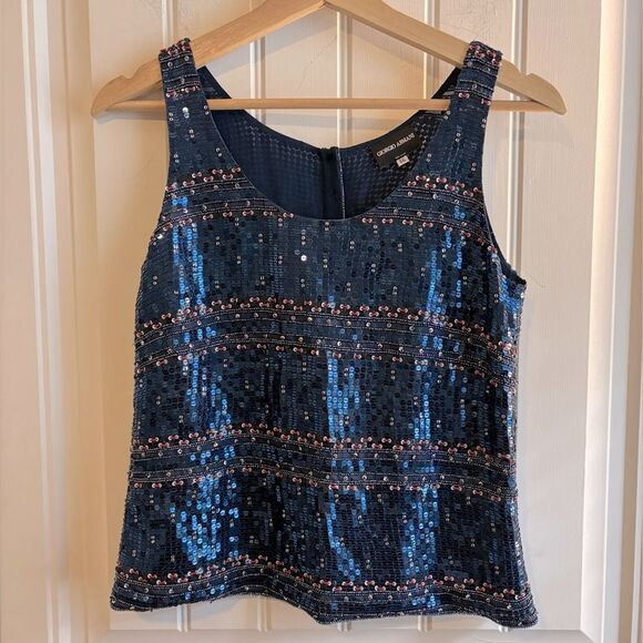 !!SOLD!! Giorgio Armani Silk Beaded and Sequin Blouse Designer brand - Picture 1 of 11